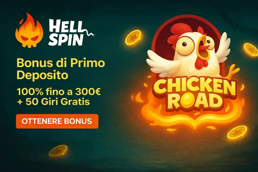 Bonus di Primo Deposito HellSpin 100% fino a 300€ + 50 giri gratis